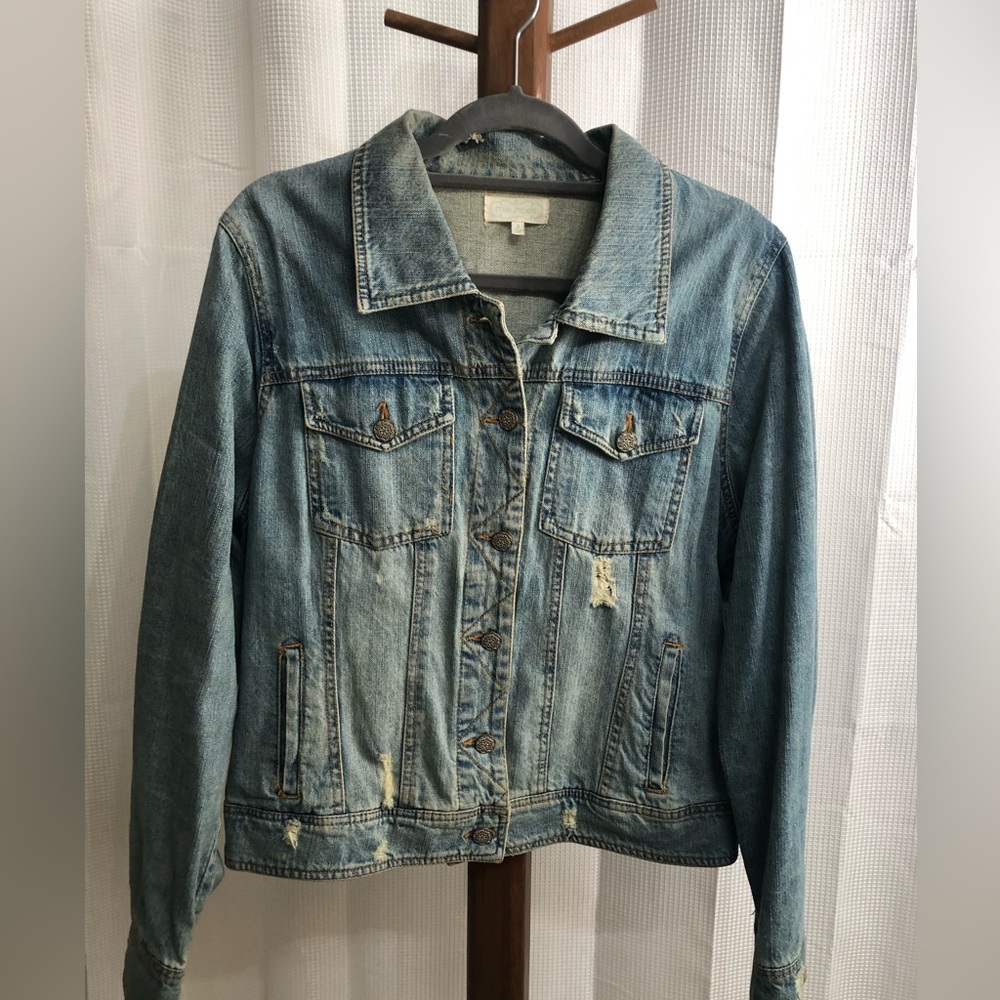 Maurices Light Blue Distressed Denim Jacket